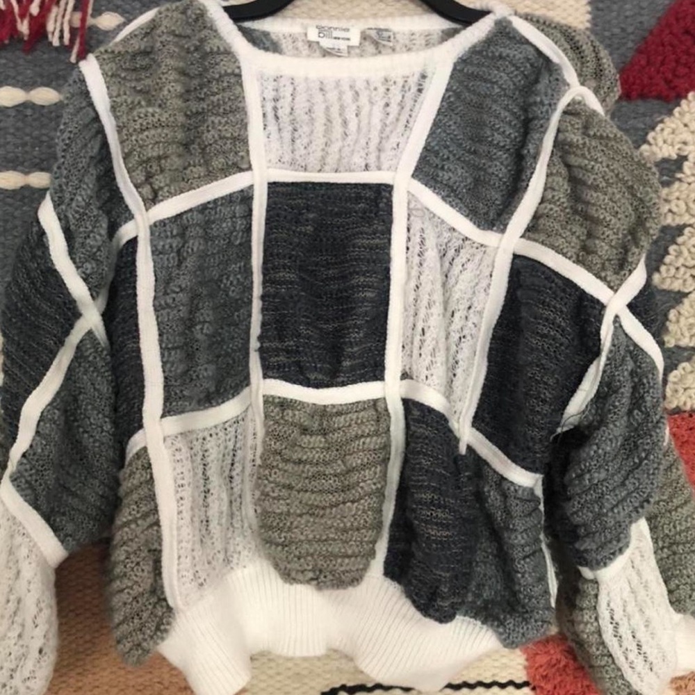Patchwork gray knit sweater - Picture 4 of 4